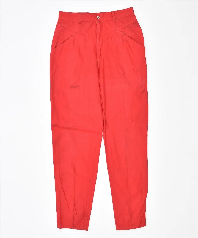 BENETTON Womens Slim Casual Trousers IT 46 Large W29 L30 Red Cotton Trousers Trousers Formal