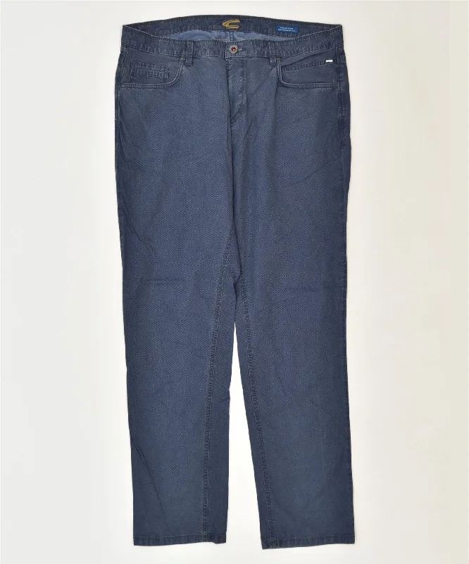 CAMEL Womens Slim Casual Trousers W36 L32 Blue Cotton Classic Trousers Office Stylish