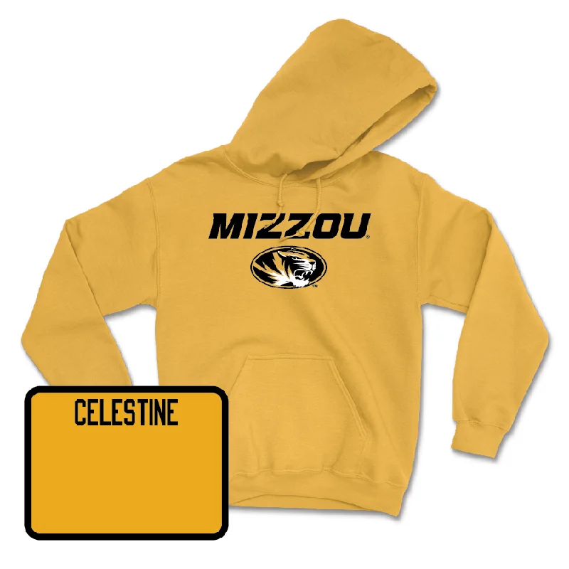 Gold Women's Gymnastics Mizzou Hoodie - Amari Celestine Hoodie with Sequins Glamorous Eye-catching