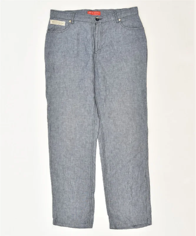 KRIZIA Womens Tapered Casual Trousers W32 L28 Blue Cotton Trousers Exclusive Limited