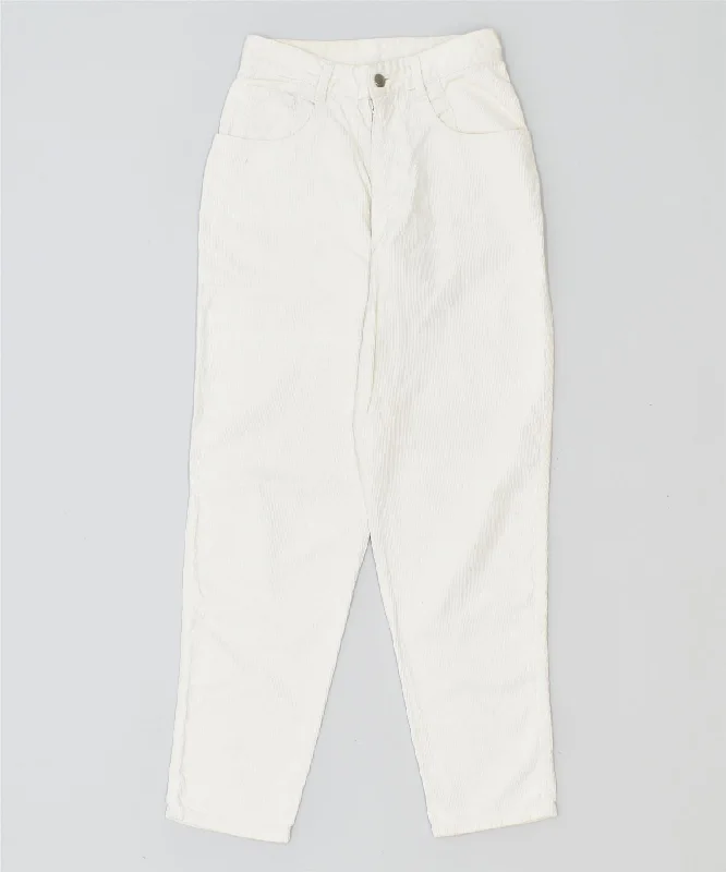 POP 84 Womens Slim Corduroy Trousers W26 L28 White Vintage Trousers Silk Elegant