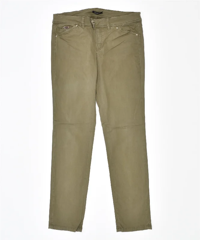MASSIMO DUTTI Womens Slim Fit Casual Trousers US 6 W28 L29 Khaki Trousers Hiking Durable