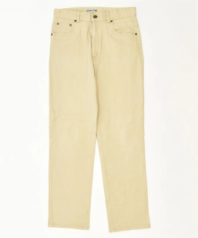 JOHN F.GEE Womens Straight Casual Trousers W30 L30 Beige Cotton Classic Trousers Harem Relaxed Fit