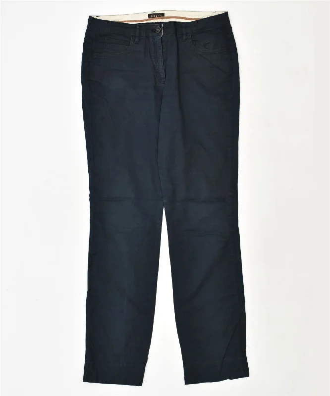 BELFE Womens Straight Casual Trousers UK 12 Medium W33 L32 Navy Blue Trousers Versatile Stylish
