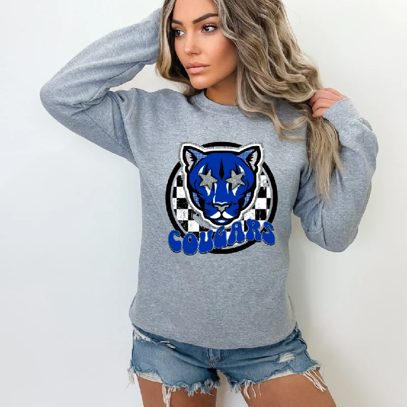 Hazel Blues® | Boujee Cougars Graphic Sweatshirt Hoodie with Hem Frayed Vintage Worn Hazel Blues® | Boujee Cougars Graphic Sweatshirt Hoodie with Hem Frayed Vintage Worn