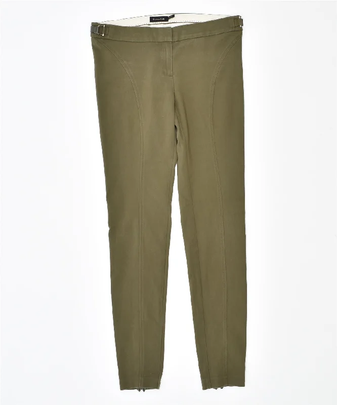 MASSIMO DUTTI Womens Low Waist Skinny Casual Trousers W30 L30 Khaki Cotton Trousers Running Lightweight