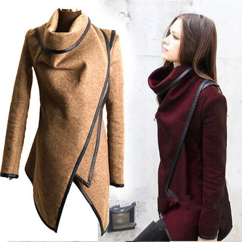 Coat Women Irregular Collar Lapel Side Zipper Woolen Coat Women Loose Sweater Outwear Jacket Plus Size Boat Neck Shawl Collar Notched Collar Coat Women Irregular Collar Lapel Side Zipper Woolen Coat Women Loose Sweater Outwear Jacket Plus Size Boat Neck Shawl Collar Notched Collar