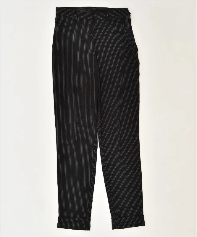 BENETTON Womens Slim Suit Trousers IT 42 Medium W28 L30 Black Polyester Trousers Occasion Special