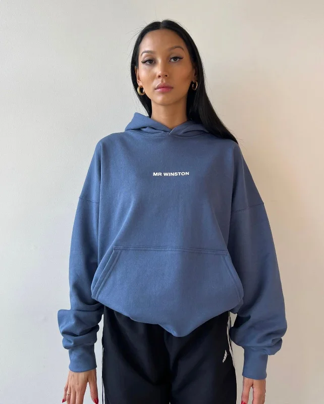 Mr Winston Puff Hoodie - Slate Blue Hoodie with Hood Adjustable Protection