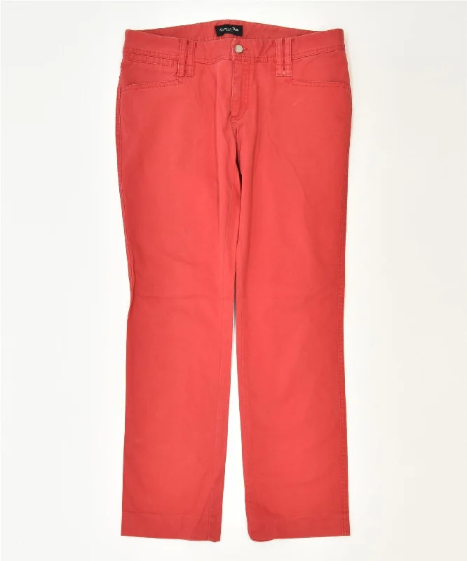 MASSIMO DUTTI Womens Slim Casual Trousers W32 L29 Red Cotton Classic Trousers practical easy-care