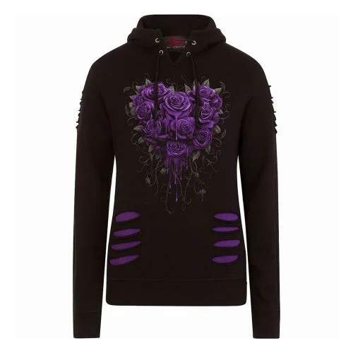 Spiral Direct Womens/Ladies Bleeding Heart Ripped Hoodie Hoodie with Typography Text Message