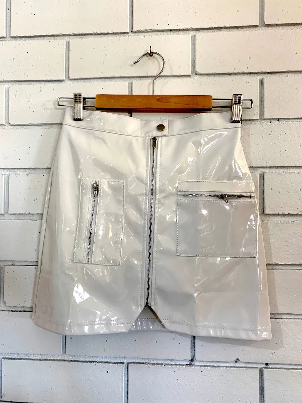 White Pleather Skirt - Small tulle skirt dreamy