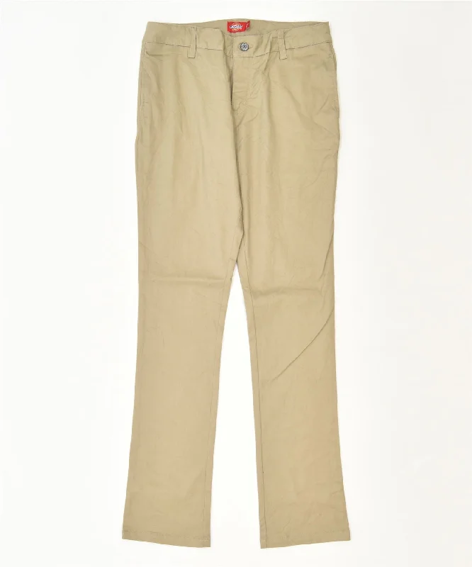 DICKIES Womens Slim Chino Trousers US 7 Medium W30 L33 Beige Classic Trousers Satin Smooth