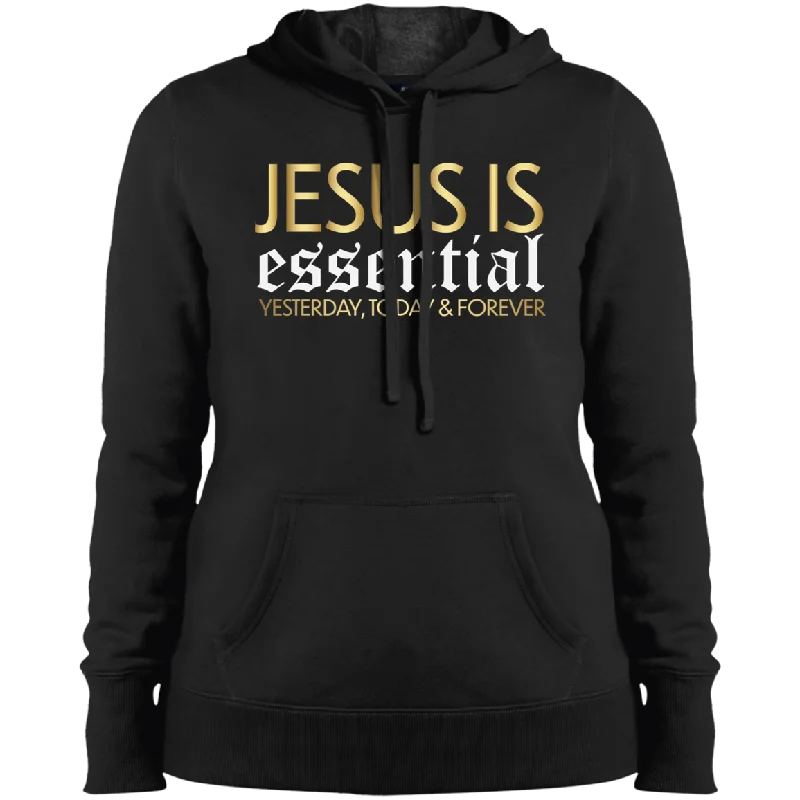 Jesus is essential Ladies' Pullover Hooded Sweatshirt Hoodie with Hem Contrast Bold Stylish