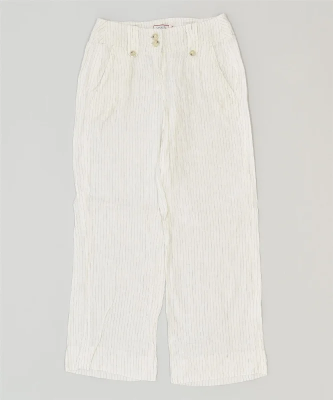 MAX & CO. Womens Straight Chino Trousers W26 L27 White Pinstripe Classic Trousers Pleated Formal