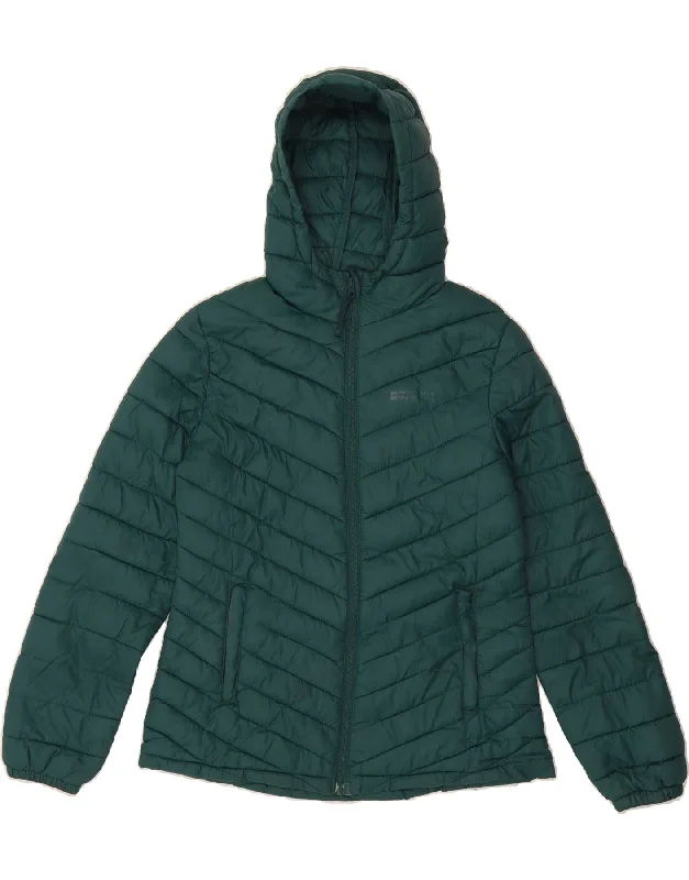MOUNTAIN WAREHOUSE Womens Hooded Padded Jacket UK 10 Small Green Nylon A-Line Jacket Boat Neck Shawl Collar MOUNTAIN WAREHOUSE Womens Hooded Padded Jacket UK 10 Small Green Nylon A-Line Jacket Boat Neck Shawl Collar