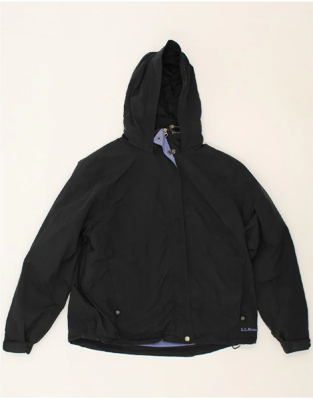 L.L.BEAN Womens Hooded Windbreaker Jacket UK 16 Large Black Polyester Denim Jacket Leather Jacket Suede Jacket L.L.BEAN Womens Hooded Windbreaker Jacket UK 16 Large Black Polyester Denim Jacket Leather Jacket Suede Jacket