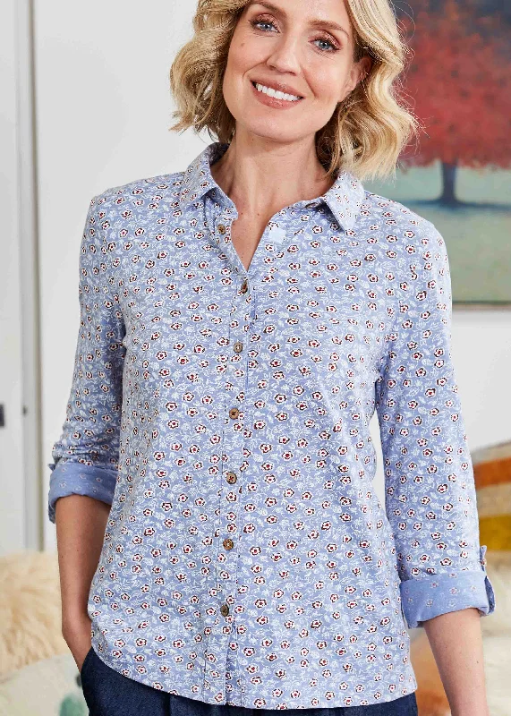 Dotty Cotton Jersey VELCRO® Brand Fastening Shirt Boat Neck Jersey Shirt