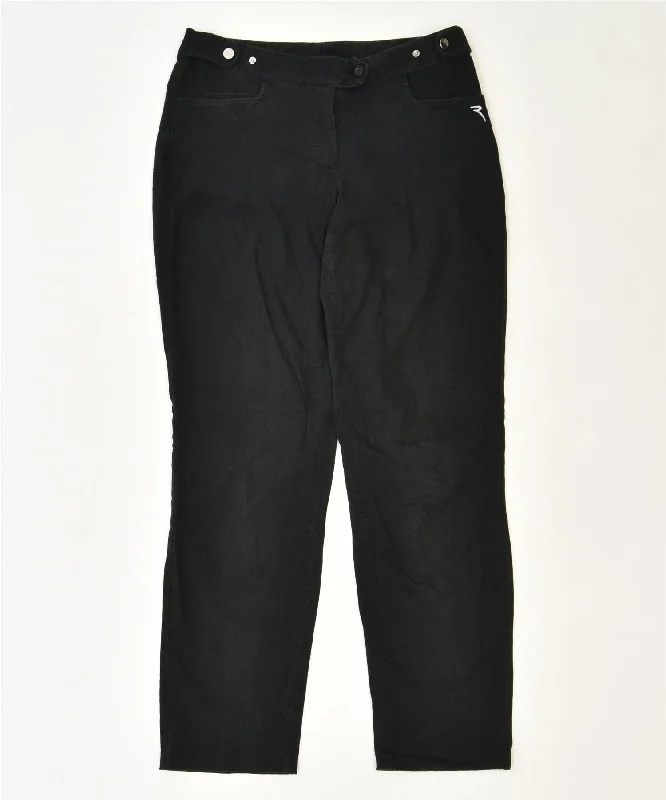 CHERVO Womens Straight Casual Trousers IT 44 Medium W30 L31 Black Vintage Trousers Fall Fleece