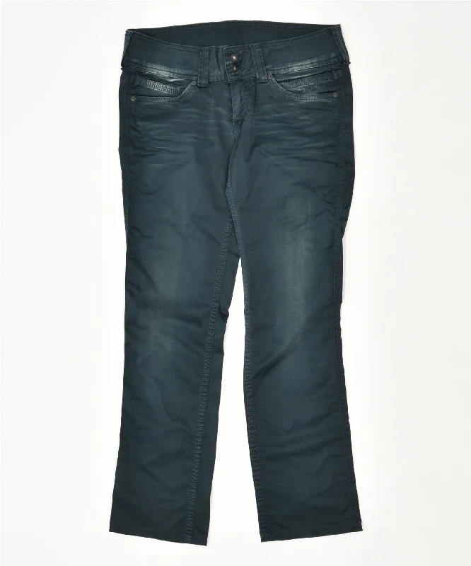 PEPE JEANS Womens Straight Casual Trousers W29 L30 Green Cotton Trousers Prom Sequined