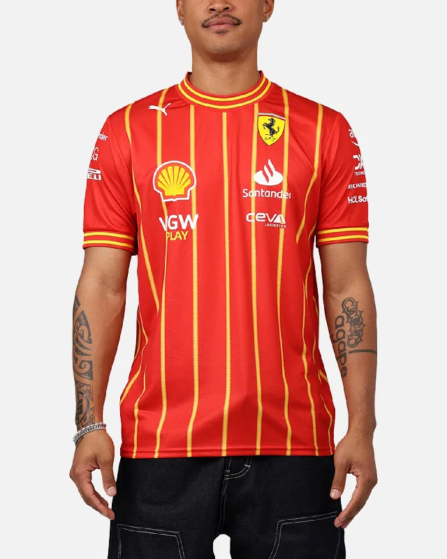 Puma X Scuderia Ferrari Charles Leclerc Team Soccer Jersey Burnt Red Designer Jersey Tee