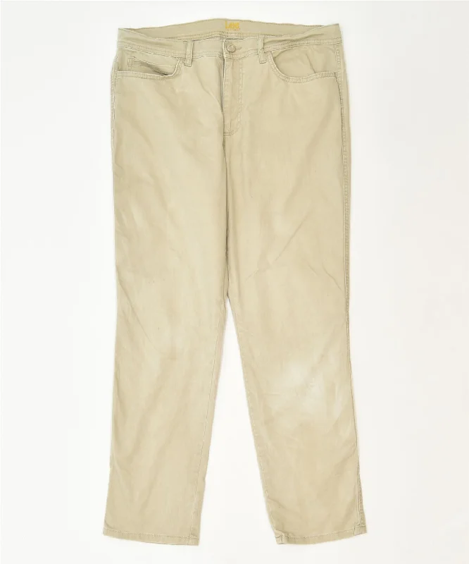 LEE Womens Slim Casual Trousers US 14 XL W34 L29 Beige Cotton Classic Trousers Top Rated