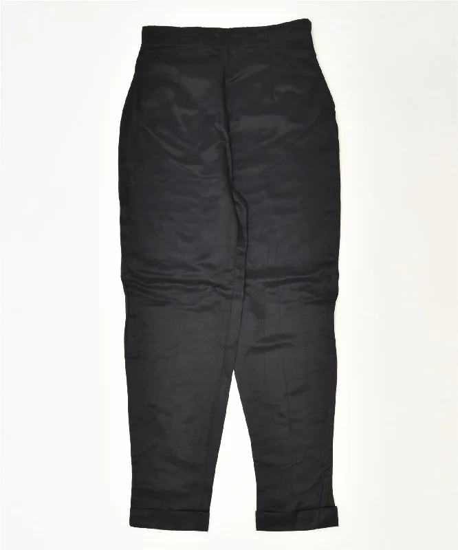VINTAGE Womens Slim Casual Trousers IT 44 Medium W28 L28 Black Classic Trousers Formal Black