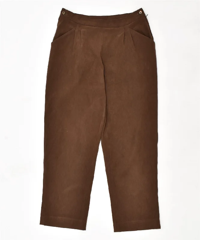 VINTAGE Womens Straight Casual Trousers W28 L25 Brown Trousers Fall Fleece