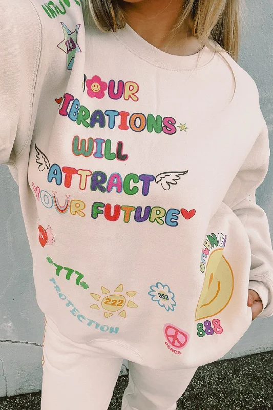 Attract Your Future Graffiti Sweatshirt Hoodie with Bell Sleeves Flared Feminine