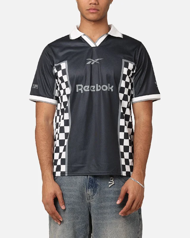 Reebok Chequered Heritage Jersey Black/White Striped Jersey Top
