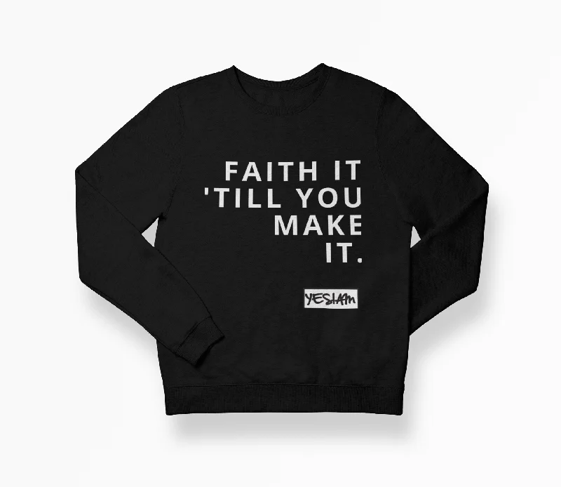 Keep the Faith Sweatshirt Hoodie with Batwing Sleeves Loose Dramatic