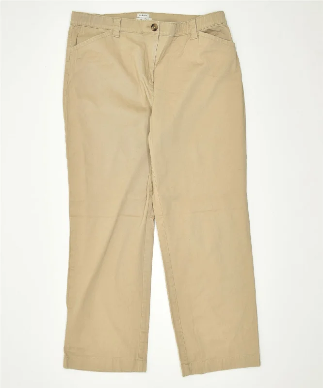L.L.BEAN Womens Classic Fit Straight Casual Trousers W40 L28 Beige Cotton Trousers versatile all-occasion