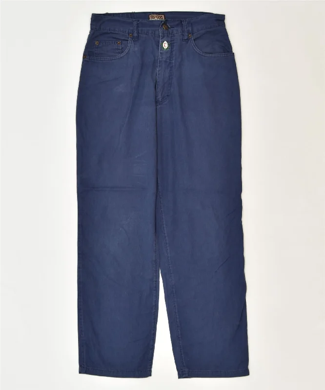 CASUCCI Womens Slim Casual Trousers W30 L28 Navy Blue Cotton Classic Trousers Travel Practical