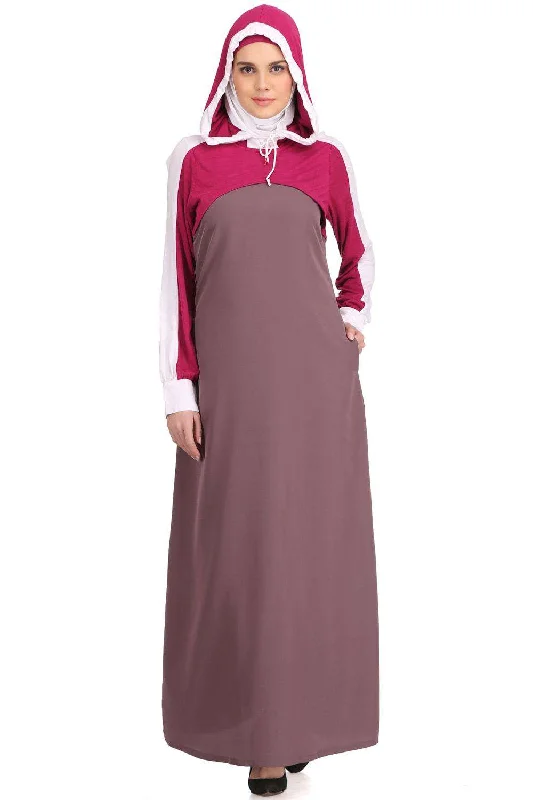Subhiyah Purple Kashibo & Magenta Rayon Jersey Abaya Lavender Jersey Tee