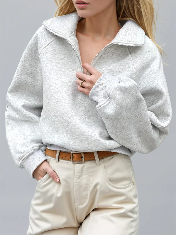 Hazel Blues® |  Half Zip Long Sleeve Sweatshirt Hoodie with Relaxed Fit Easy Casual