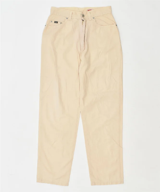 GENERAL COMPANY Womens Casual Trousers IT 44 Medium W28 L28 Beige Cotton Trousers Pleated Formal