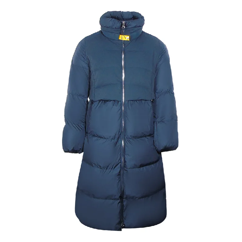 Parajumpers Comfort Fit Eyma Navy Blue Long Down Jacket Corduroy Jacket Velvet Jacket Brocade Jacket