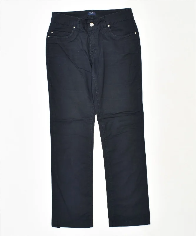 TRUSSARDI Womens Straight Casual Trousers W28 L28 Black Cotton Trousers Velvet Soft