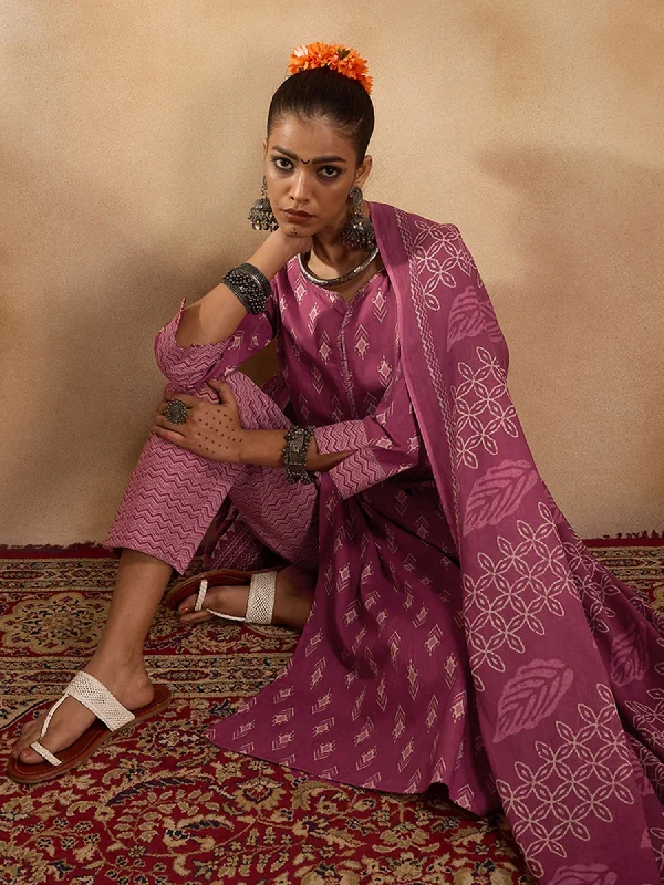 Women's Pink Printed Straight Kurta Trousers With Dupatta Set - Indo Era Trousers Trousers Formal Women's Pink Printed Straight Kurta Trousers With Dupatta Set - Indo Era Trousers Trousers Formal