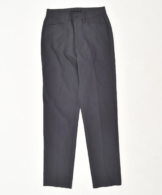 SISLEY Womens Straight Chino Trousers IT 42 Medium W28 L30 Grey Polyester Trousers Evening Elegant
