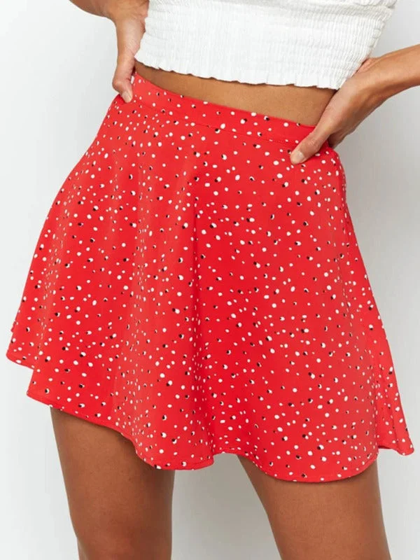 Floral skirt high waist umbrella skirt invisible zipper chiffon printed mini skirt lace skirt intricate