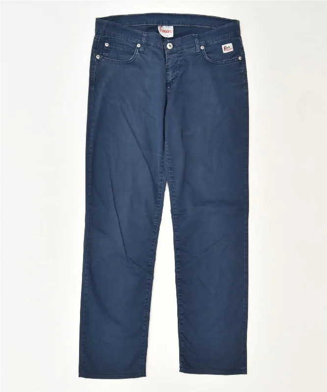 ROY ROGERS Womens Slim Casual Trousers W31 L28 Blue Cotton Dany Trousers Lace Delicate