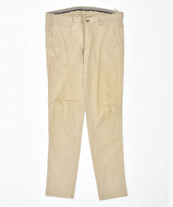 MASSIMO DUTTI Womens Slim Chino Trousers W31 L31 Beige Cotton Trousers Print Floral