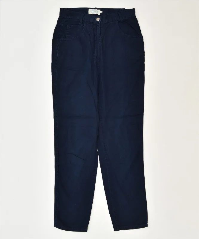 BENETTON Womens Pegged Casual Trousers W26 L27 Navy Blue Cotton Classic Trousers Cargo pockets