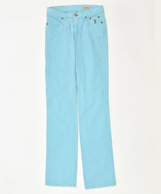 JECKERSON Womens Straight Casual Trousers W27 L34 Turquoise Cotton Classic Trousers Formal Black
