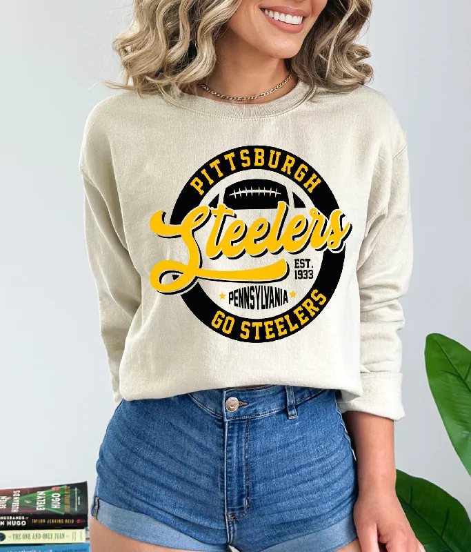 Hazel Blues® |  Steelers Graphic Sweatshirt Hoodie with Exposed Zipper Edgy Industrial