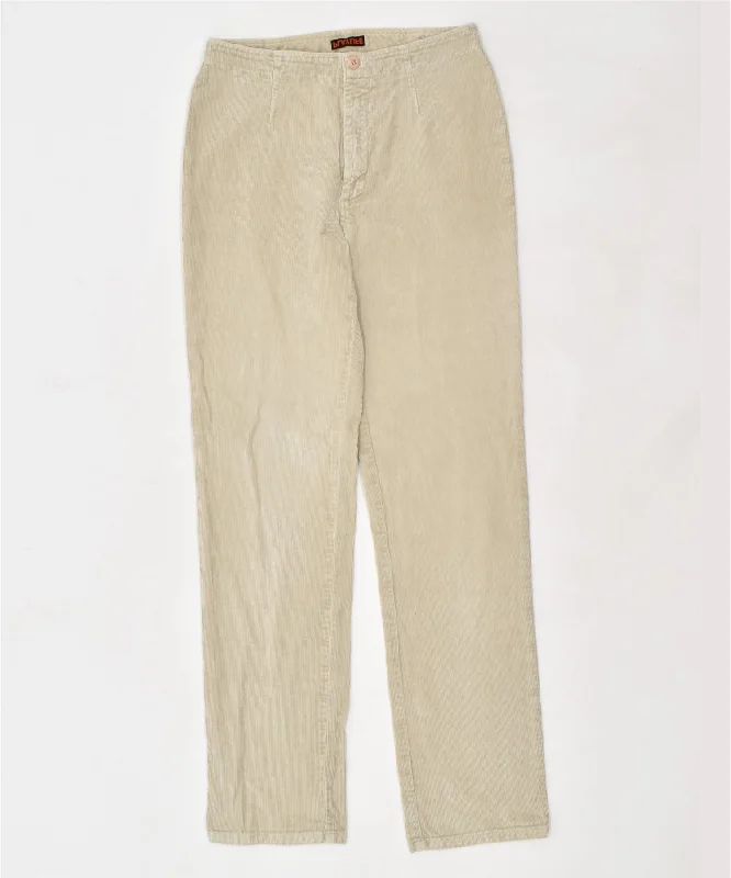 PLAYLIFE Womens Straight Corduroy Trousers IT 44 Medium W28 L31 Beige Skinny Trousers Denim Stretchy