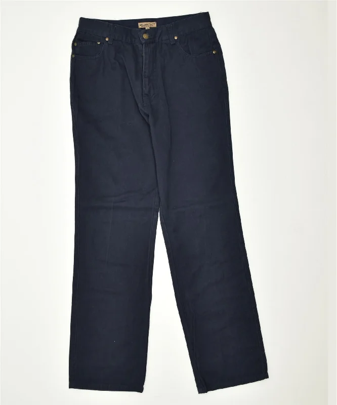 BLUSTAFF Womens Straight Casual Trousers IT 46 Large W30 L31 Navy Blue Trousers Canvas Durable