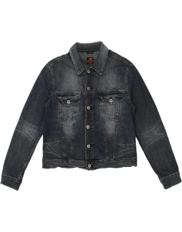 ENERGIE Womens Denim Jacket UK 16 Large Navy Blue Cotton Herringbone Jacket Checkered Jacket Solid Jacket ENERGIE Womens Denim Jacket UK 16 Large Navy Blue Cotton Herringbone Jacket Checkered Jacket Solid Jacket