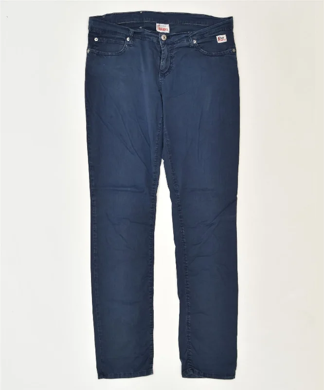 ROY ROGERS Womens Skinny Casual Trousers W33 L33 Navy Blue Cotton Classic Trousers Hiking Durable